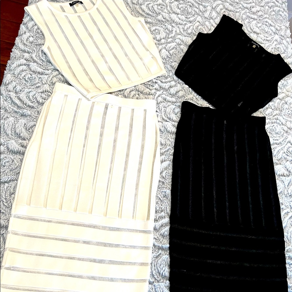 2 stretchy dresses (2 piece) in black & white,